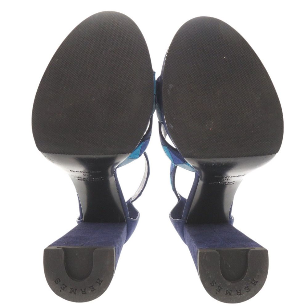 Hermes Ankle Strap Suede Blue Sandals 36 — view 5