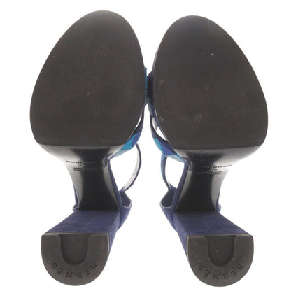 Hermes Ankle Strap Suede Blue Sandals 36 — view 5