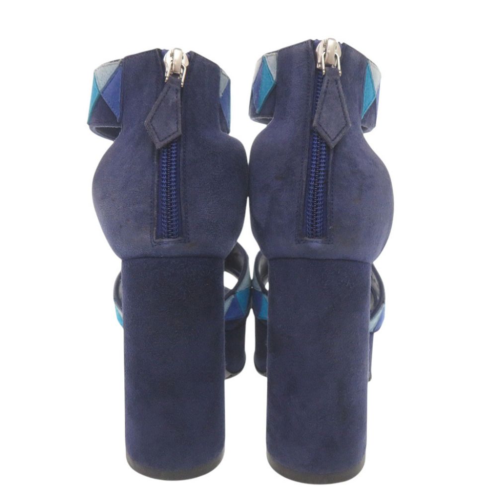 Hermes Ankle Strap Suede Blue Sandals 36 — view 4