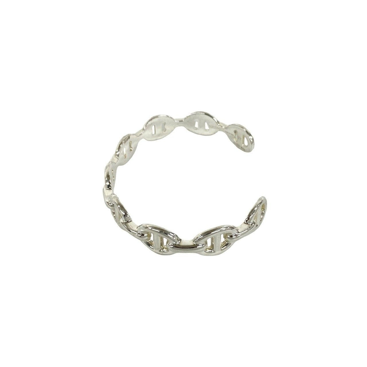 Hermes Enchainee Bangle 925 Sterling Silver Bracelet Calfskin — view 4