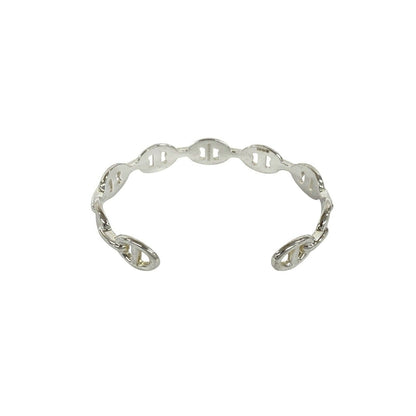 Hermes Enchainee Bangle 925 Sterling Silver Bracelet Calfskin — view 6
