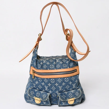 Louis Vuitton Monogram Denim Baggy GM Shoulder Bag Indigo Blue Gold