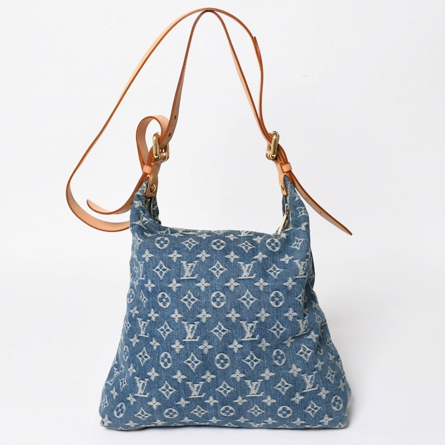 Louis Vuitton Monogram Denim Baggy GM Shoulder Bag Indigo Blue Gold — view 2