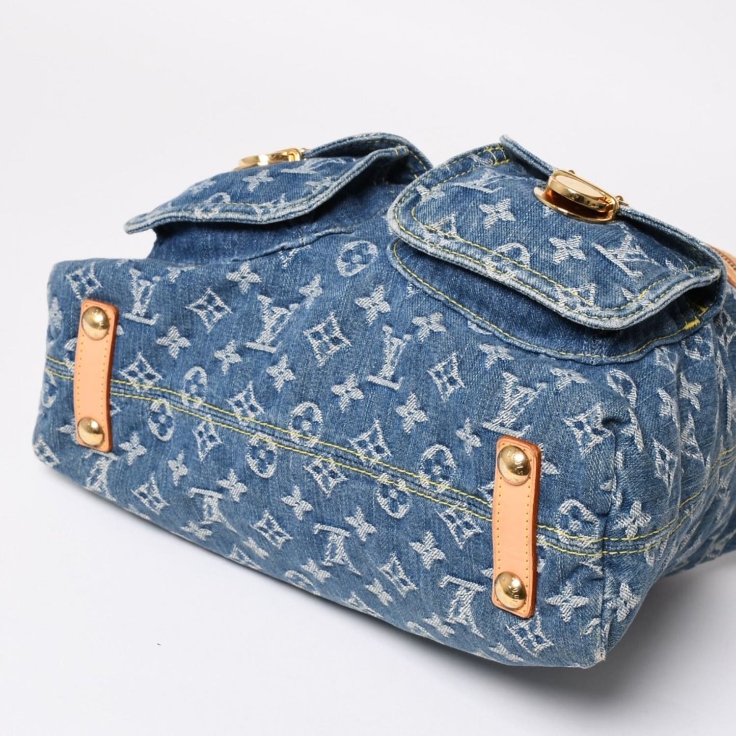Louis Vuitton Monogram Denim Baggy GM Shoulder Bag Indigo Blue Gold — view 6