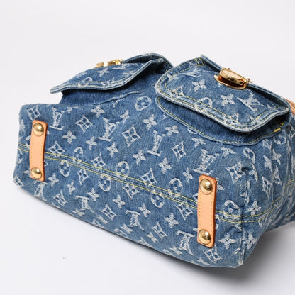 Louis Vuitton Monogram Denim Baggy GM Shoulder Bag Indigo Blue Gold — view 6
