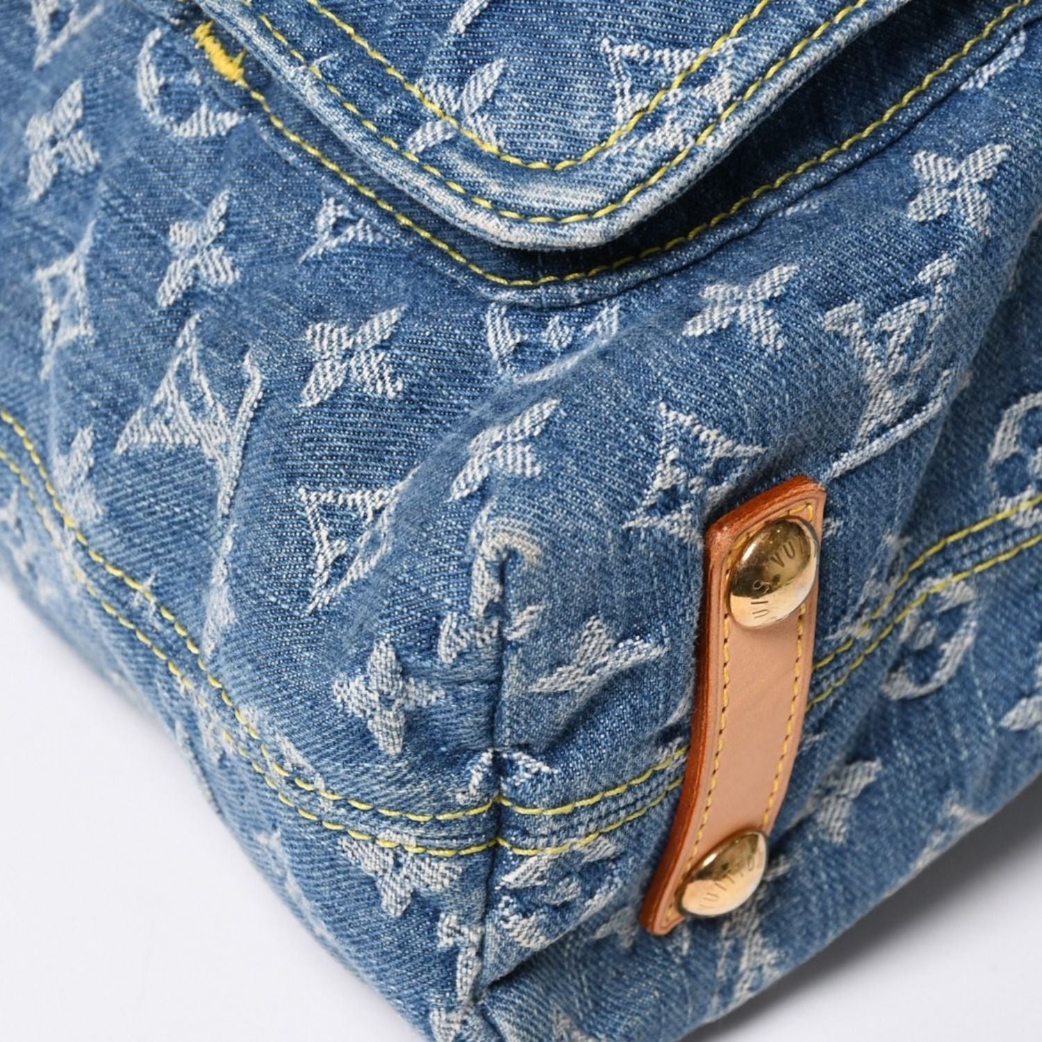 Louis Vuitton Monogram Denim Baggy GM Shoulder Bag Indigo Blue Gold — view 8