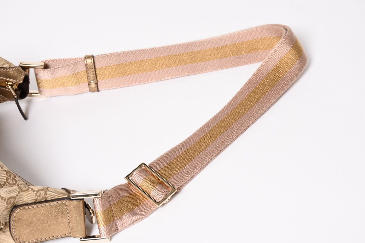 Gucci GG Crystal Shoulder Bag Canvas Hobo Beige Gold — view 8