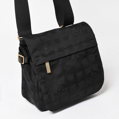 Chanel New Travel Line Messenger Bag Nylon Jacquard Leather Gold — view 3