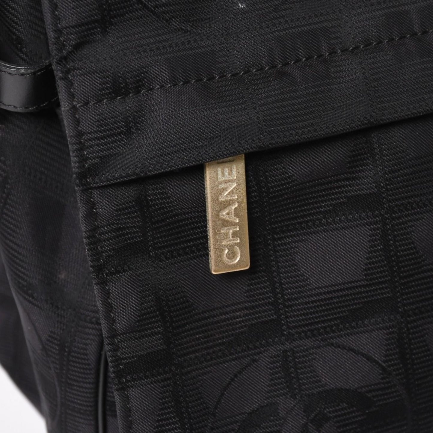 Chanel New Travel Line Messenger Bag Nylon Jacquard Leather Gold — view 4