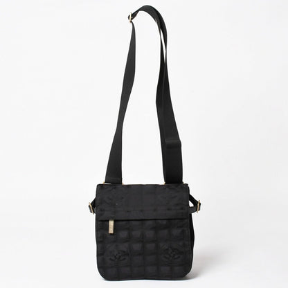 Chanel New Travel Line Messenger Bag Nylon Jacquard Leather Gold