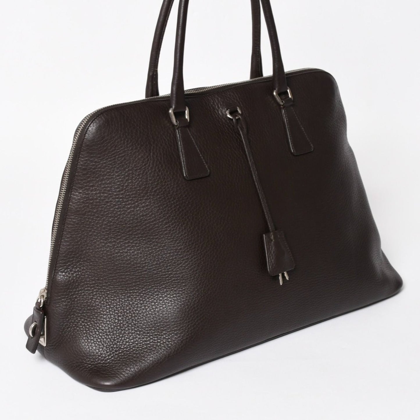 Prada Tote Bag Dark Brown Silver — view 3