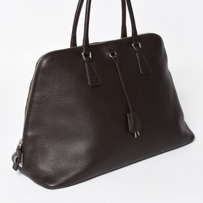 Prada Tote Bag Dark Brown Silver — view 3