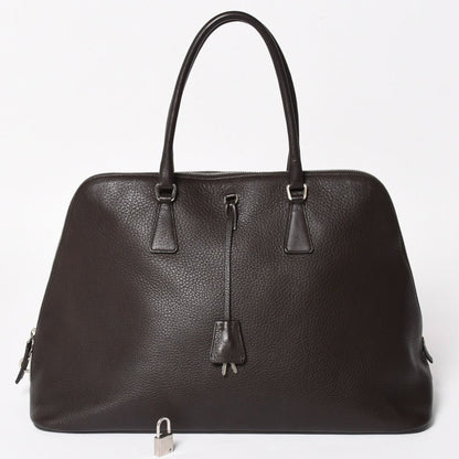Prada Tote Bag Dark Brown Silver