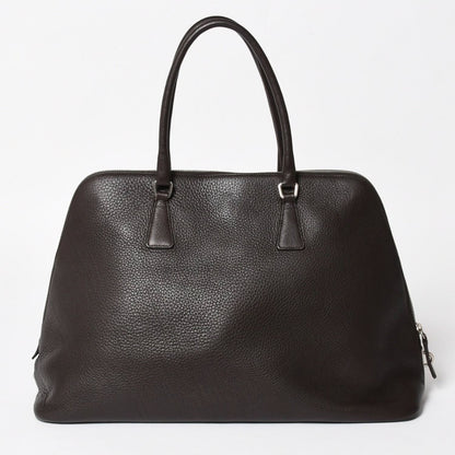 Prada Tote Bag Dark Brown Silver — view 2