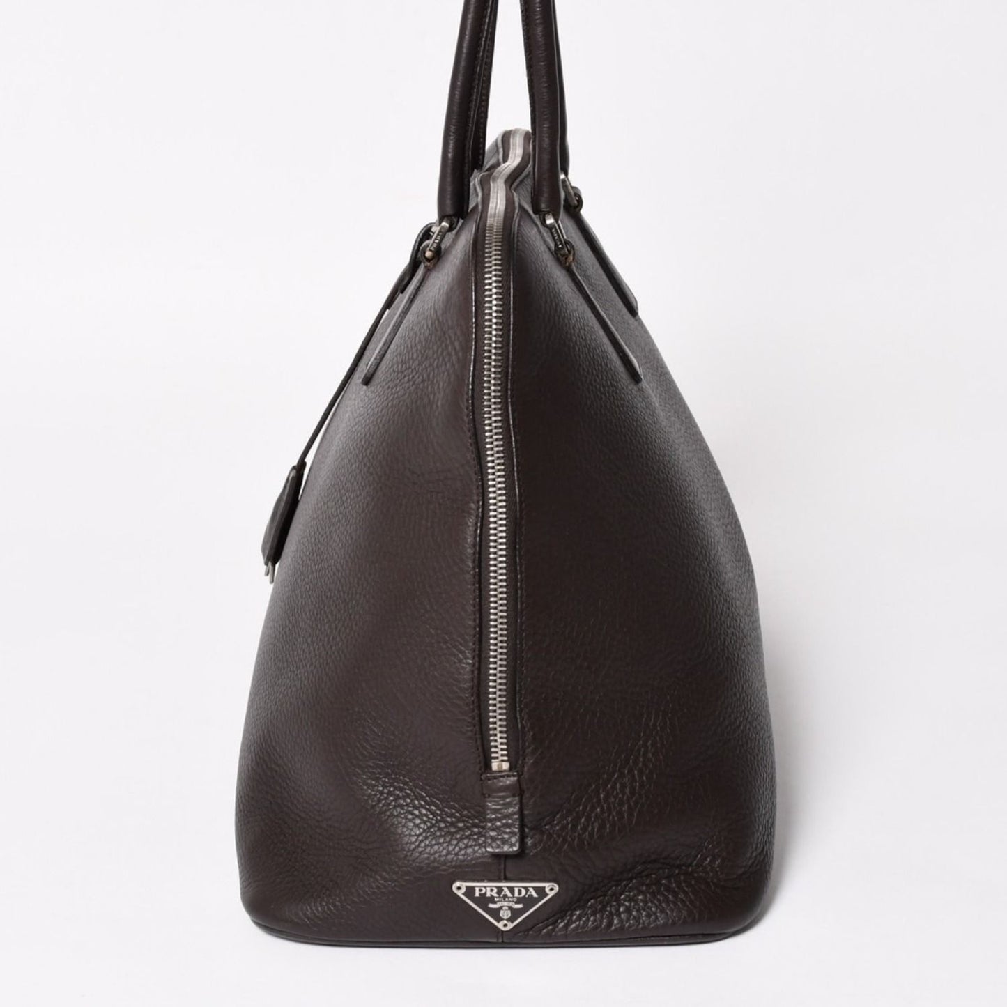 Prada Tote Bag Dark Brown Silver — view 4