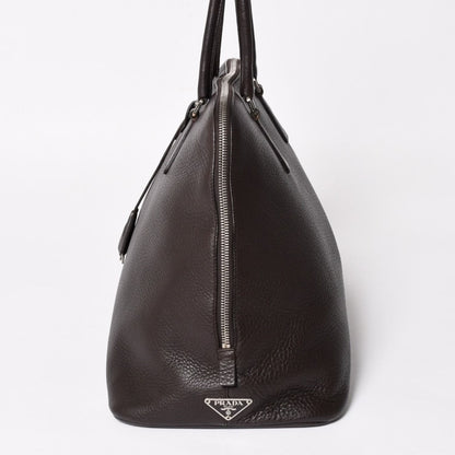 Prada Tote Bag Dark Brown Silver — view 4