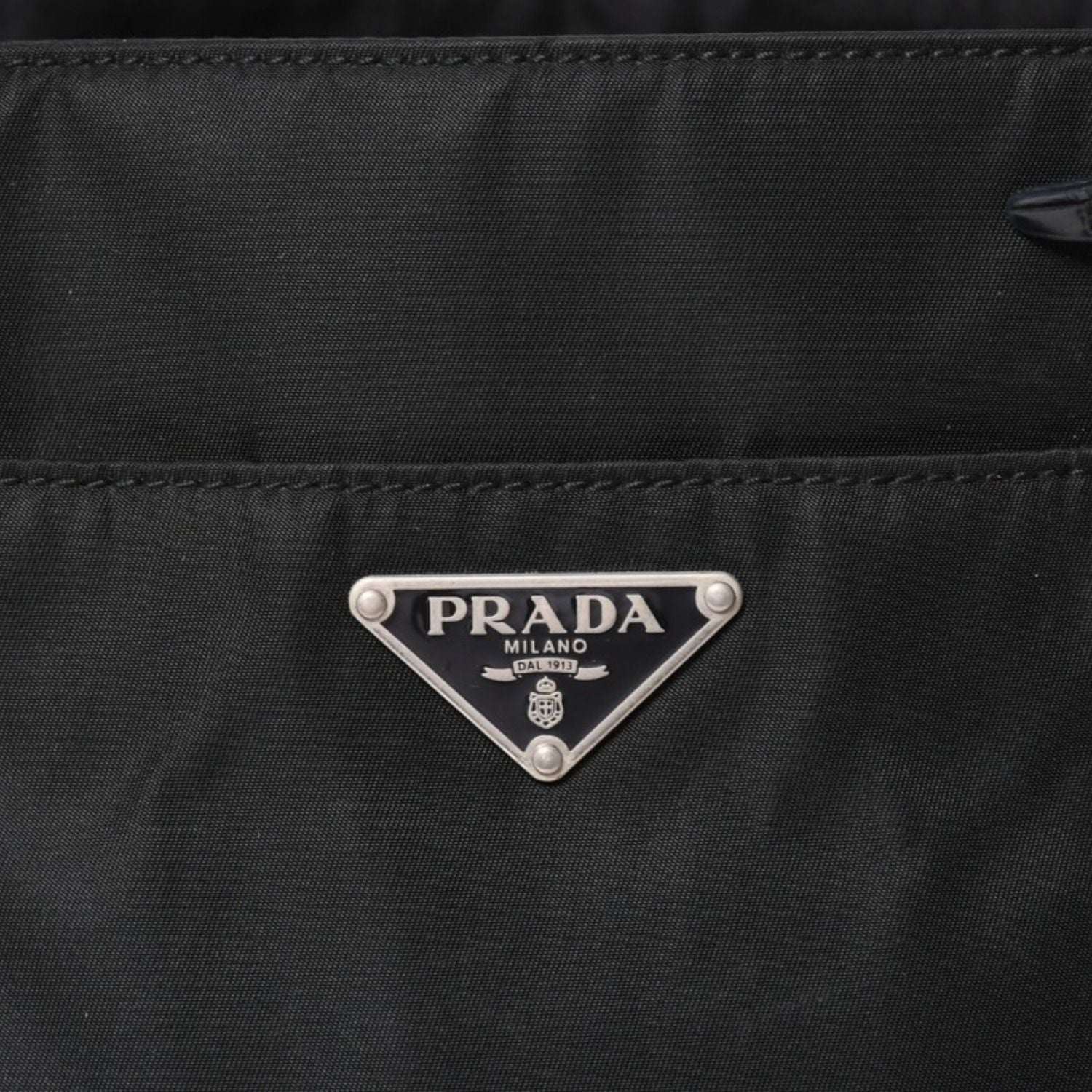 Prada Tote Bag Croco Embossed Nylon Leather Black Silver — view 7
