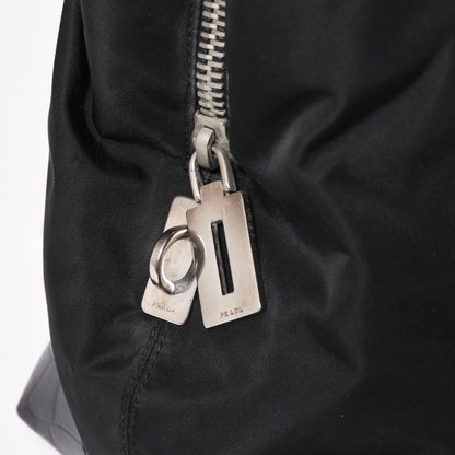 Prada Tote Bag Croco Embossed Nylon Leather Black Silver — view 6