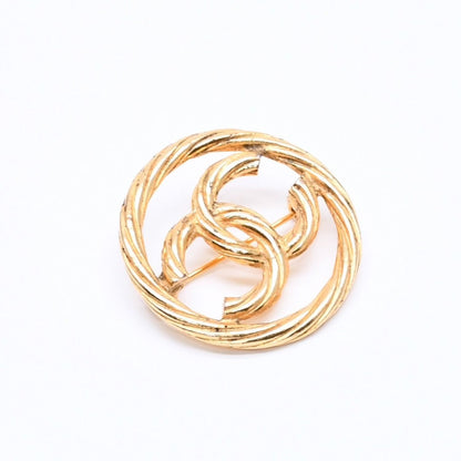 Chanel CC Logo Brooch Metal Round Gold — view 3