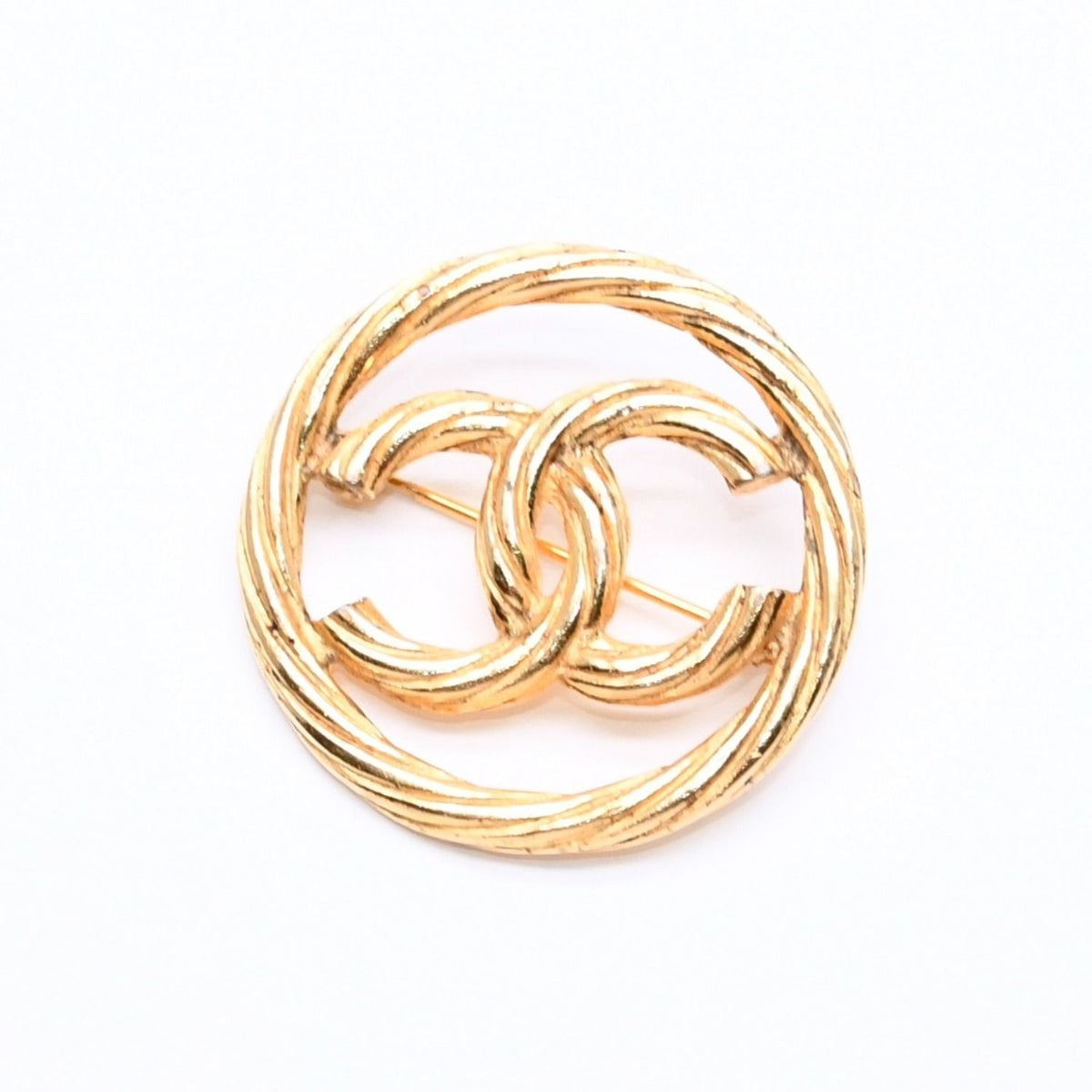 Chanel CC Logo Brooch Metal Round Gold