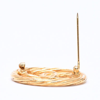 Chanel CC Logo Brooch Metal Round Gold — view 8