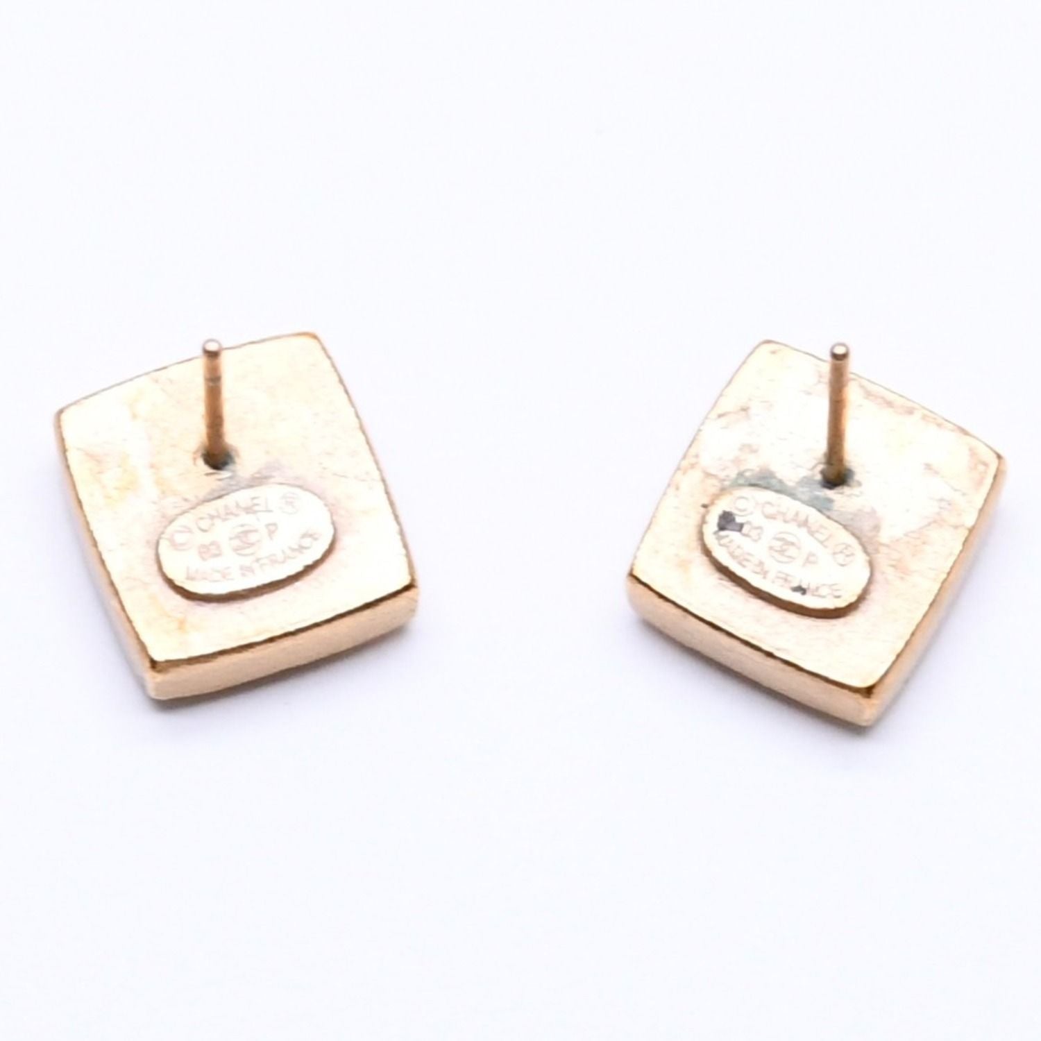 Chanel CC Logo Square Earrings 03 Metal Gold Plated — view 7