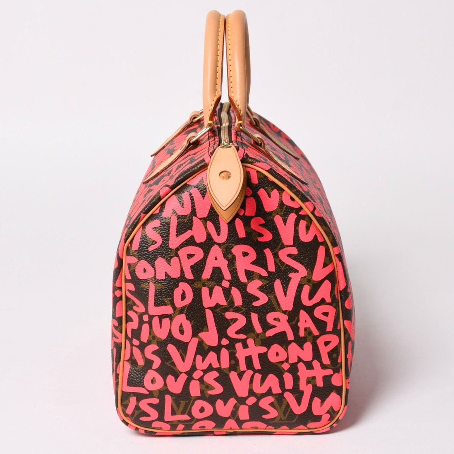 Louis Vuitton Monogram Graffiti Speedy 30 Handbag Pink Vachetta Leather — view 4