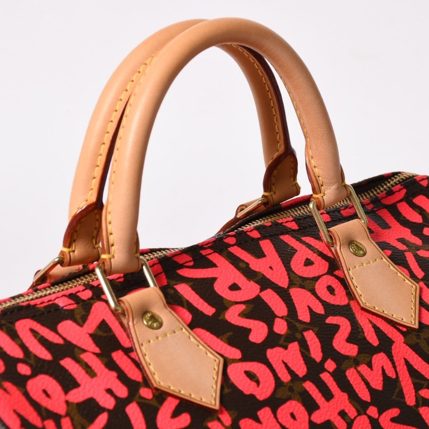 Louis Vuitton Monogram Graffiti Speedy 30 Handbag Pink Vachetta Leather — view 8