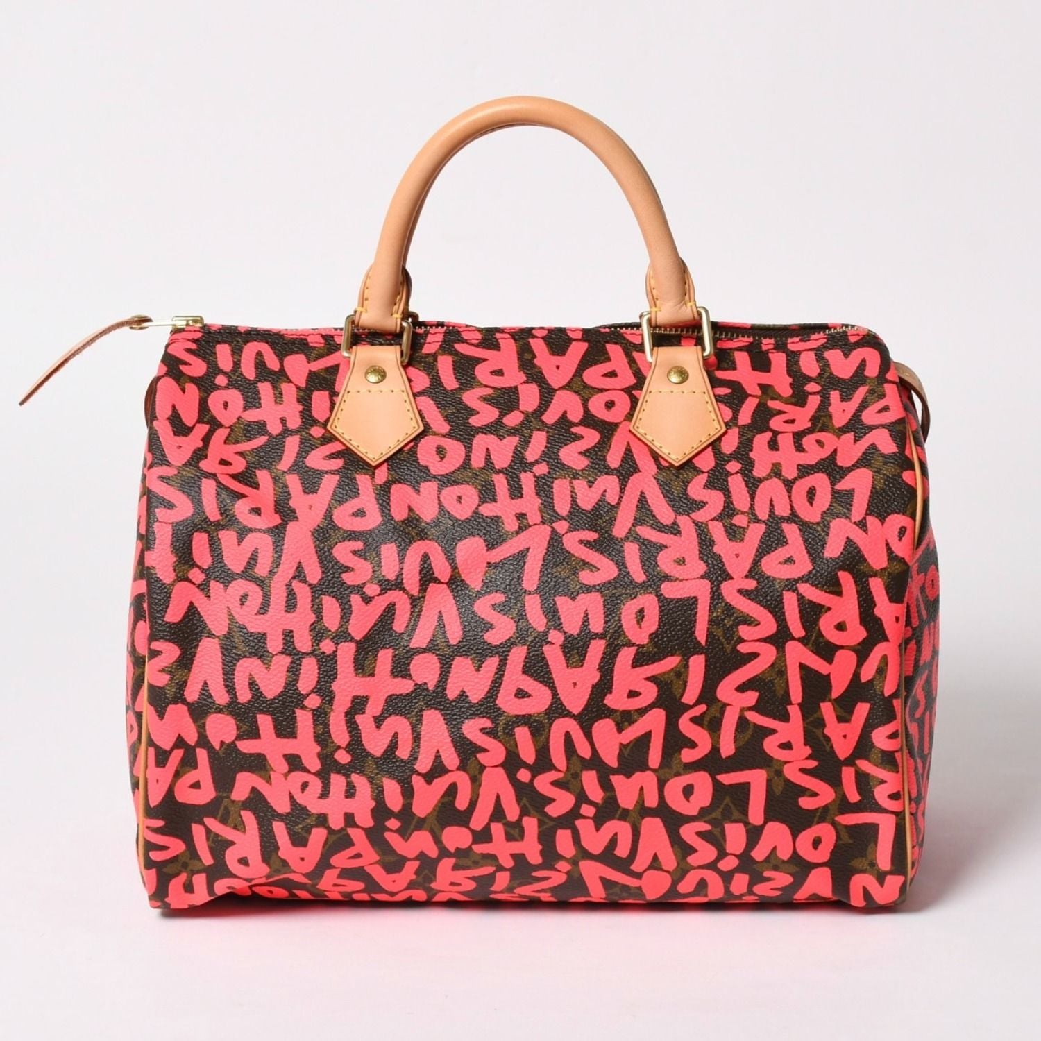 Louis Vuitton Monogram Graffiti Speedy 30 Handbag Pink Vachetta Leather — view 2