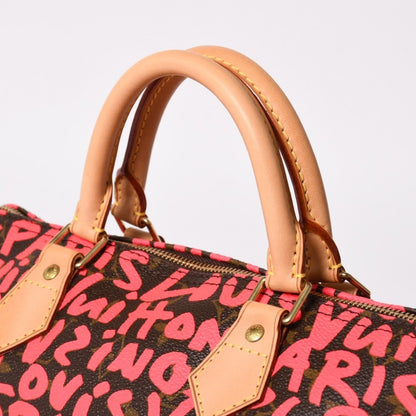 Louis Vuitton Monogram Graffiti Speedy 30 Handbag Pink Vachetta Leather — view 7