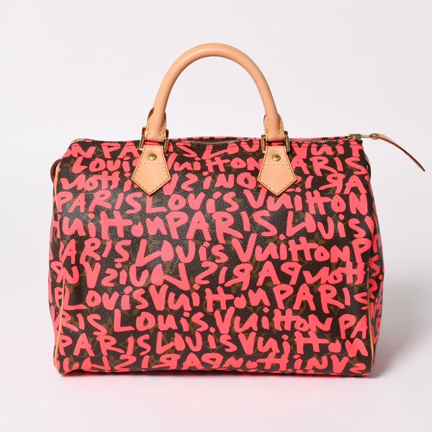 Louis Vuitton Monogram Graffiti Speedy 30 Handbag Pink Vachetta Leather