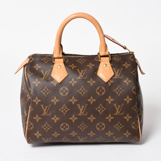 Louis Vuitton Speedy 25 Handbag Monogram Leather Brown Gold
