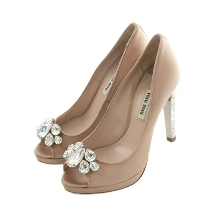 Miu Miu Pumps Open Toe High Heels Bijou Pink 35.5