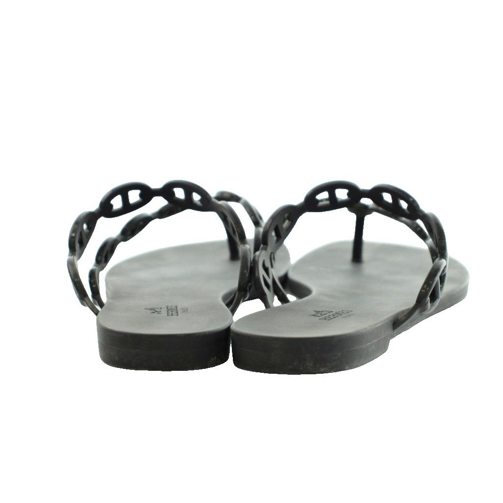 Hermes Island Chaine D'Ancre Thong Sandals 39 Black — view 5