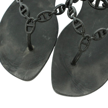 Hermes Island Chaine D'Ancre Thong Sandals 39 Black — view 3