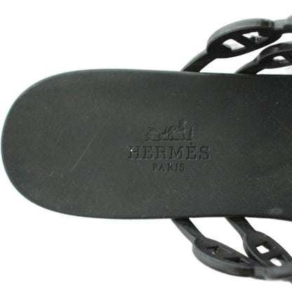 Hermes Island Chaine D'Ancre Thong Sandals 39 Black — view 7