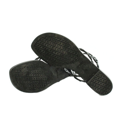 Hermes Island Chaine D'Ancre Thong Sandals 39 Black — view 6