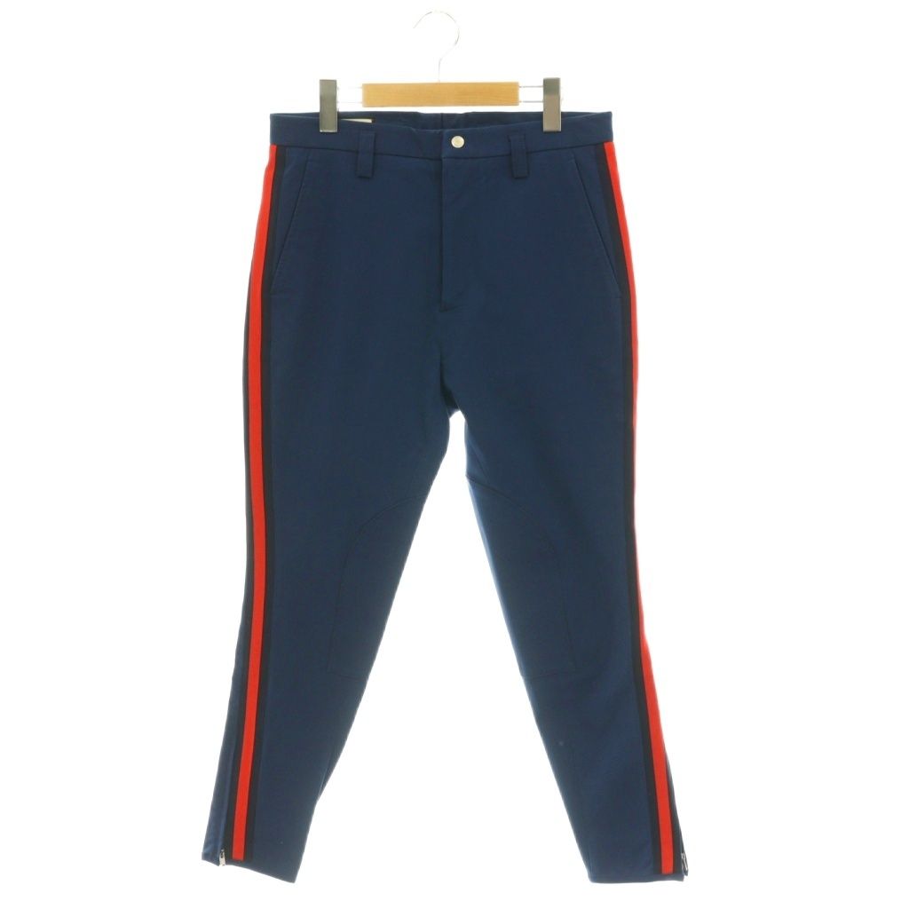 Gucci Stretch Gabardine Side Line Tapered Pants 46 Blue HS