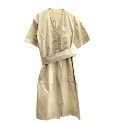Celine by Phoebe Philo Cotton Belted Wrap Dress 2 Beige 36