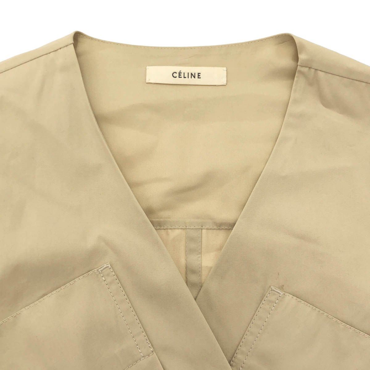 Celine by Phoebe Philo Cotton Belted Wrap Dress 2 Beige 36 — view 4