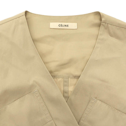 Celine by Phoebe Philo Cotton Belted Wrap Dress 2 Beige 36 — view 4