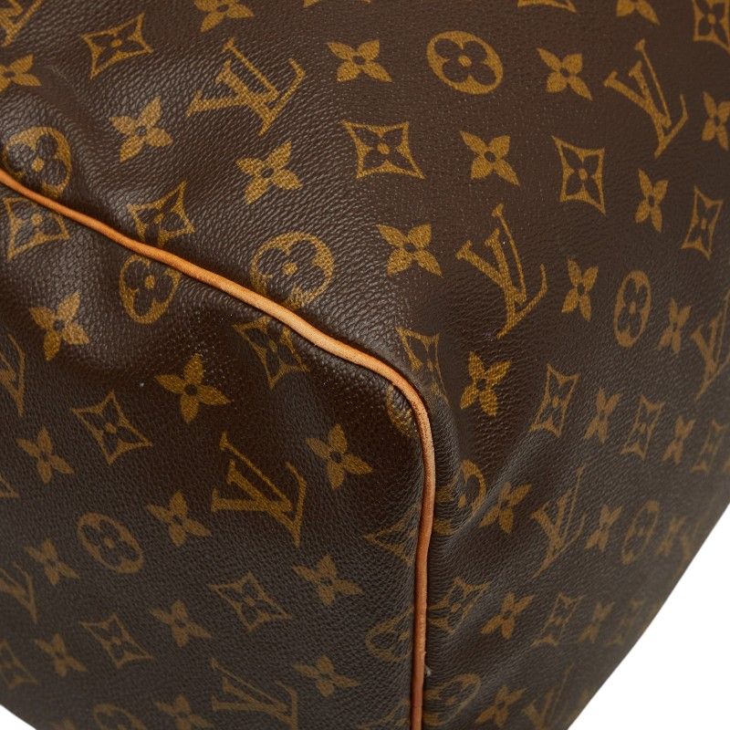 Louis Vuitton Monogram Keepall 55 Boston Bag Brown Leather — view 5