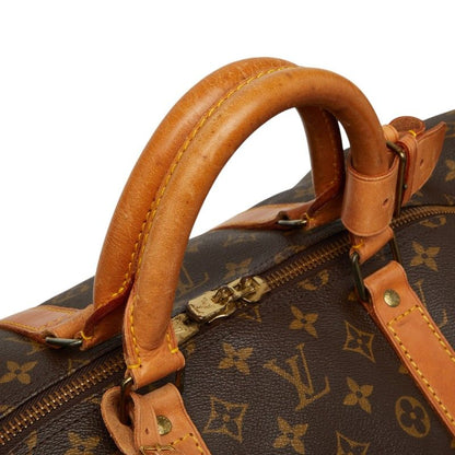 Louis Vuitton Monogram Keepall 55 Boston Bag Brown Leather — view 8