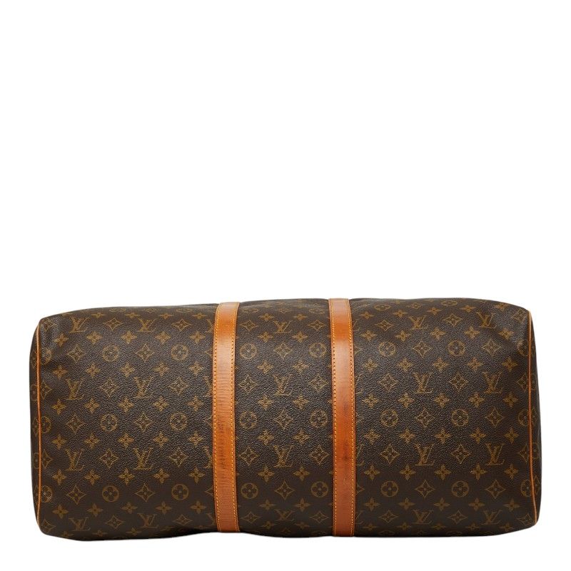 Louis Vuitton Monogram Keepall 55 Boston Bag Brown Leather — view 3