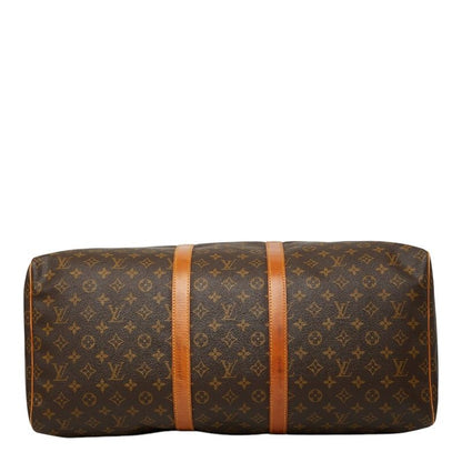 Louis Vuitton Monogram Keepall 55 Boston Bag Brown Leather — view 3