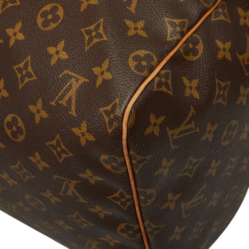 Louis Vuitton Monogram Keepall 55 Boston Bag Brown Leather — view 6