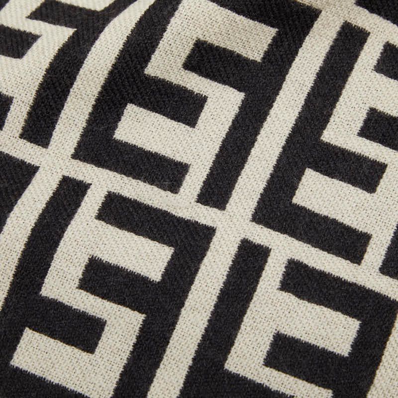 Fendi Zucca Scarf Large Black Ivory Wool — view 3