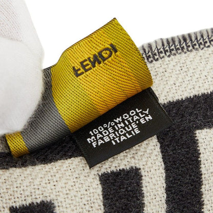 Fendi Zucca Scarf Large Black Ivory Wool — view 7