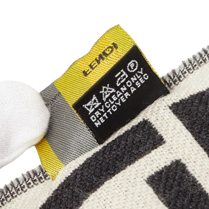 Fendi Zucca Scarf Large Black Ivory Wool — view 6