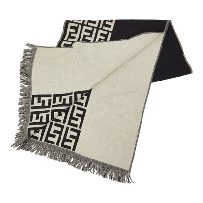 Fendi Zucca Scarf Large Black Ivory Wool — view 2